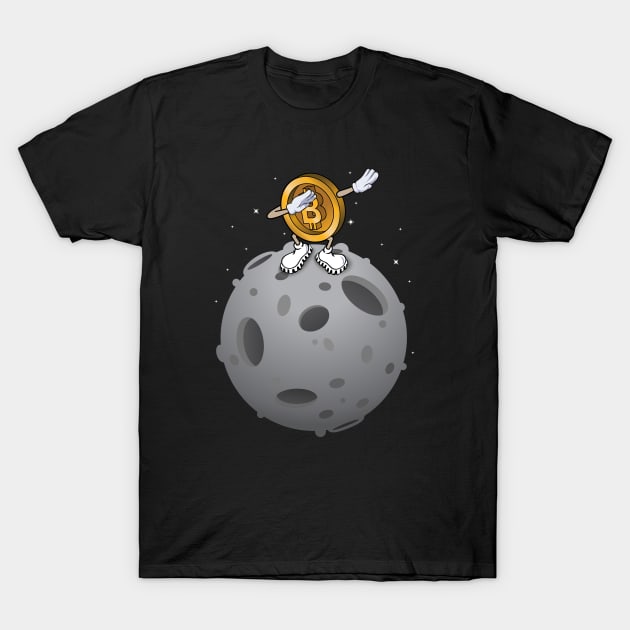 Bitcoin Dabbing on the Moon - BTC Crypto Hodler T-Shirt by Biped Stuff